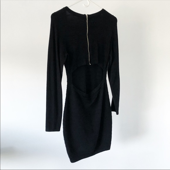 Express Open Back Long sleeve Black Dress - Picture 2 of 2